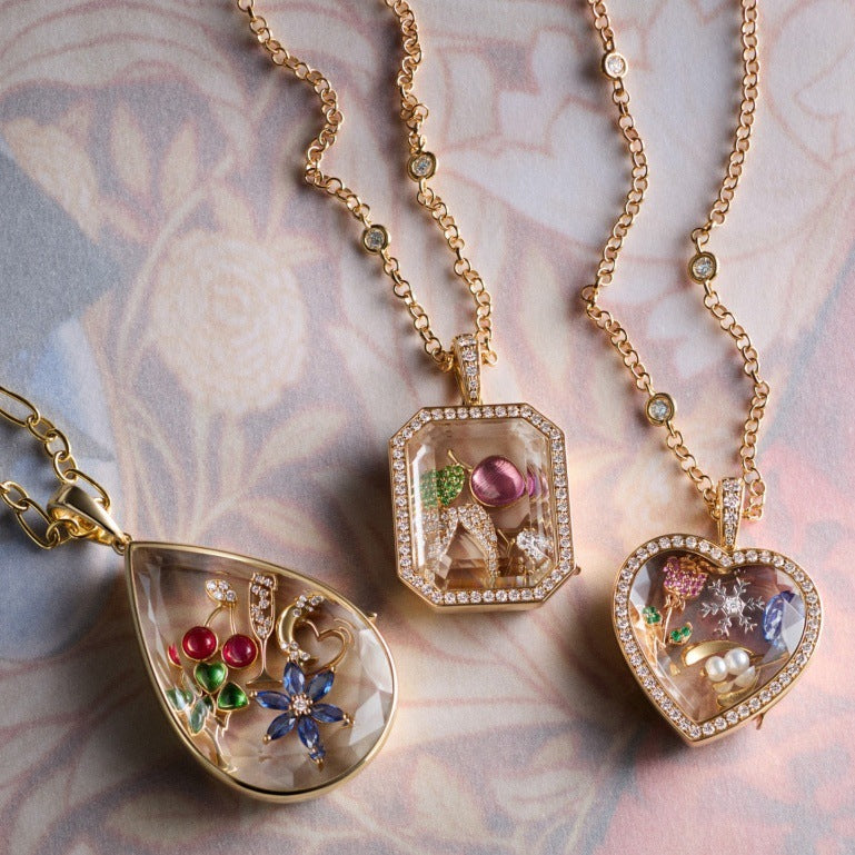 Heart Shape Locket Necklace For Women In Copper With Electroplated Gold Plating And Zircon Inlay