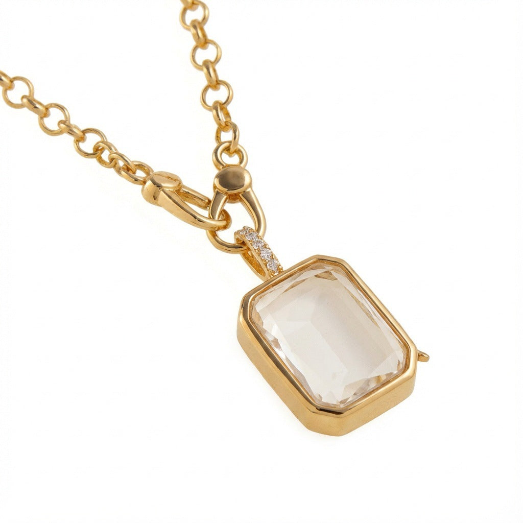 Heart Shape Locket Necklace For Women In Copper With Electroplated Gold Plating And Zircon Inlay