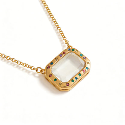 Heart Shape Locket Necklace For Women In Copper With Electroplated Gold Plating And Zircon Inlay