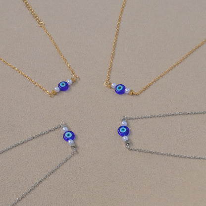 Golden Jewelry Set Featuring Devil's Eye Pattern With Electroplated Finish And Cable Chain In Simple Style For Summer