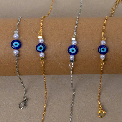 Golden Jewelry Set Featuring Devil's Eye Pattern With Electroplated Finish And Cable Chain In Simple Style For Summer