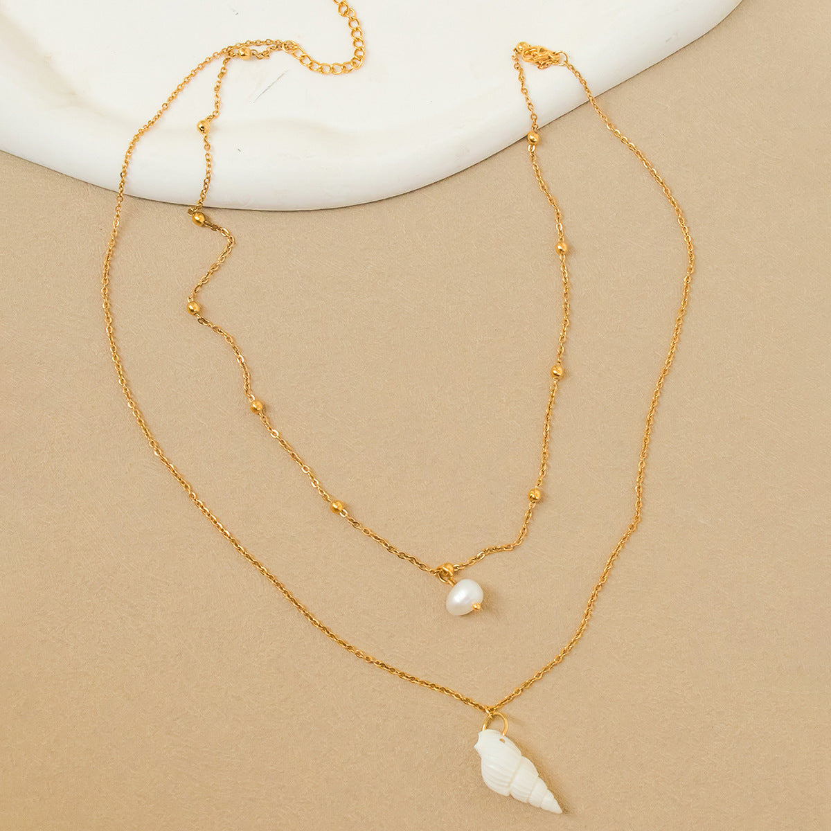 Conch Layered Necklaces For Women Featuring Shell Material, Perfect For Beach Wear