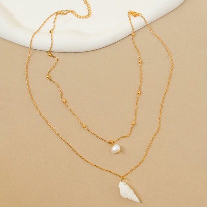 Conch Layered Necklaces For Women Featuring Shell Material, Perfect For Beach Wear