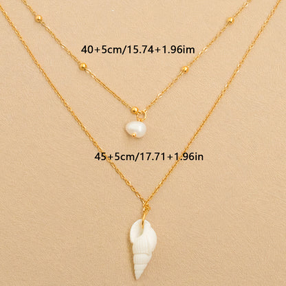 Conch Layered Necklaces For Women Featuring Shell Material, Perfect For Beach Wear
