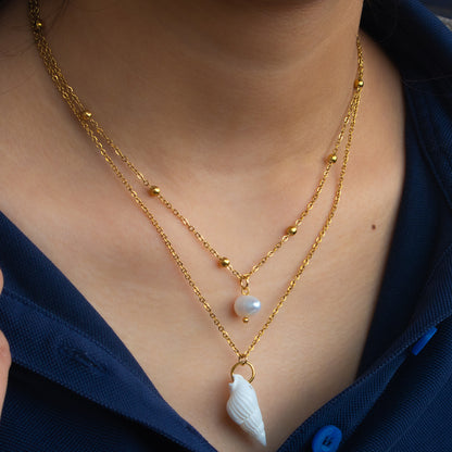 Conch Layered Necklaces For Women Featuring Shell Material, Perfect For Beach Wear