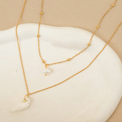 Conch Layered Necklaces For Women Featuring Shell Material, Perfect For Beach Wear