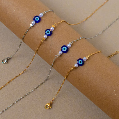 Golden Jewelry Set Featuring Devil's Eye Pattern With Electroplated Finish And Cable Chain In Simple Style For Summer