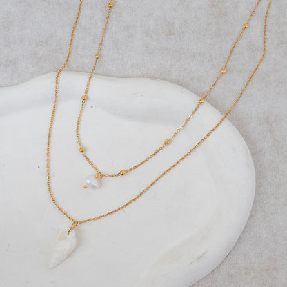 Conch Layered Necklaces For Women Featuring Shell Material, Perfect For Beach Wear