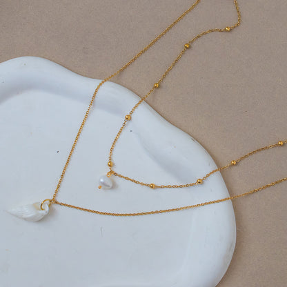 Conch Layered Necklaces For Women Featuring Shell Material, Perfect For Beach Wear
