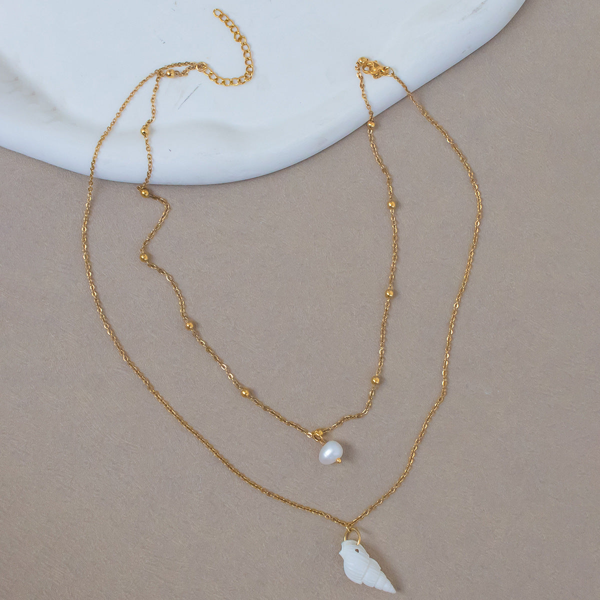 Conch Layered Necklaces For Women Featuring Shell Material, Perfect For Beach Wear