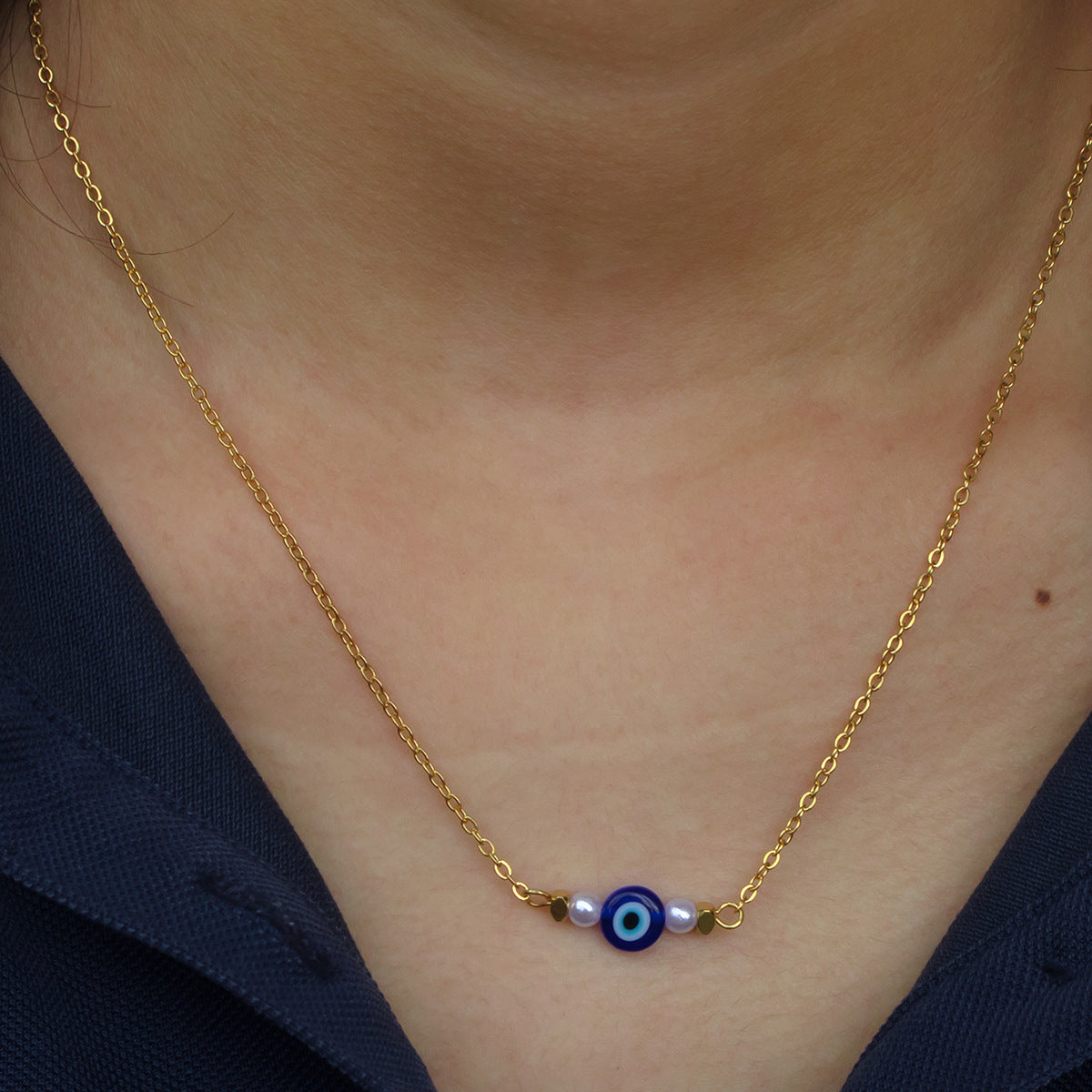 Golden Jewelry Set Featuring Devil's Eye Pattern With Electroplated Finish And Cable Chain In Simple Style For Summer