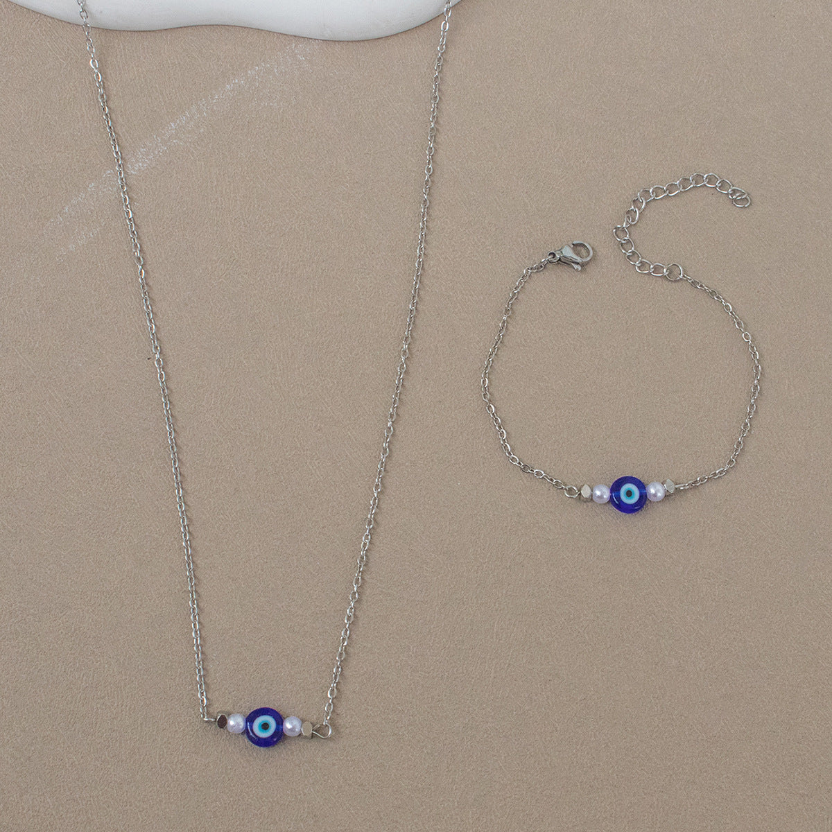 Golden Jewelry Set Featuring Devil's Eye Pattern With Electroplated Finish And Cable Chain In Simple Style For Summer