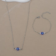 Steel Color Bracelet + Necklace Set