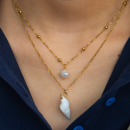 Conch Layered Necklaces For Women Featuring Shell Material, Perfect For Beach Wear