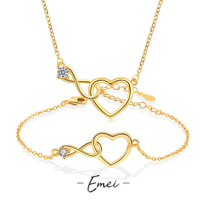 Heart Shape Necklace For Women Featuring Electroplated Copper With Cable Chain, Elegant Jewelry Set