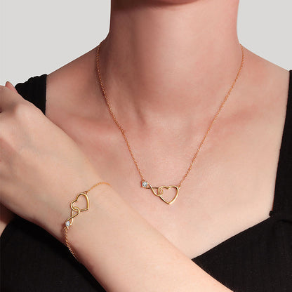 Heart Shape Necklace For Women Featuring Electroplated Copper With Cable Chain, Elegant Jewelry Set