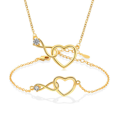 Heart Shape Necklace For Women Featuring Electroplated Copper With Cable Chain, Elegant Jewelry Set