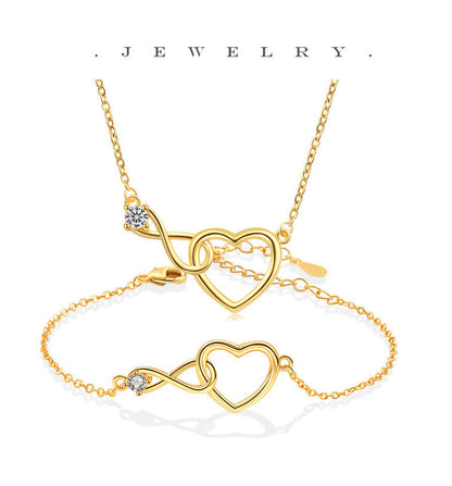 Heart Shape Necklace For Women Featuring Electroplated Copper With Cable Chain, Elegant Jewelry Set