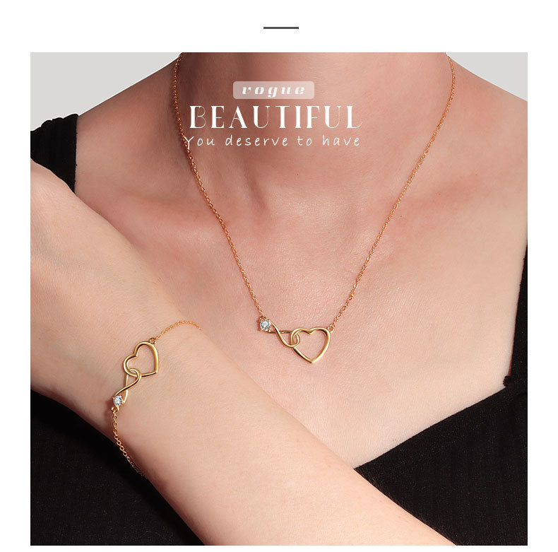 Heart Shape Necklace For Women Featuring Electroplated Copper With Cable Chain, Elegant Jewelry Set