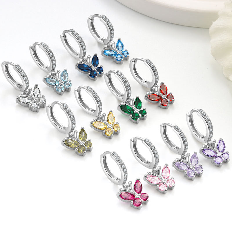 Elegant Butterfly Stud Earrings For Women In Silver Plated Copper Featuring Delicate Design