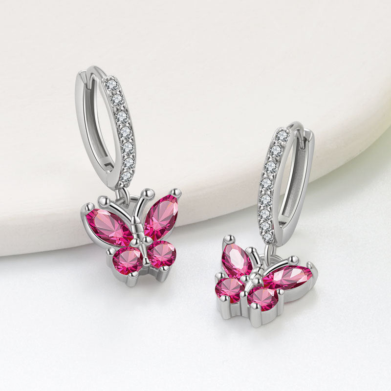Elegant Butterfly Stud Earrings For Women In Silver Plated Copper Featuring Delicate Design