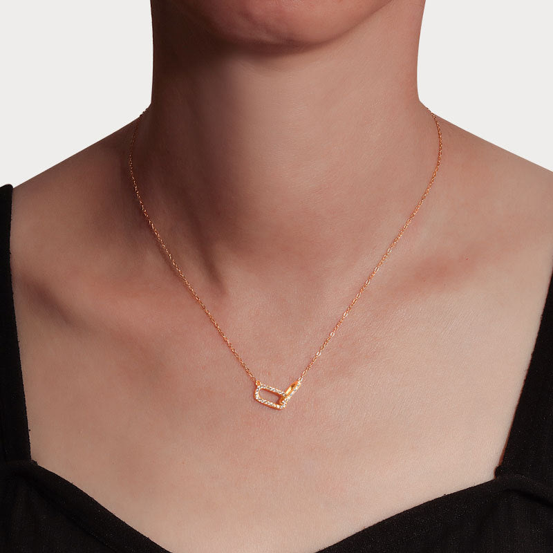 Heart Shape Choker For Women Featuring Zircon Inlay On Copper With Electroplated Gold Plating And Cable Chain