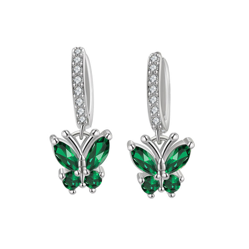 Elegant Butterfly Stud Earrings For Women In Silver Plated Copper Featuring Delicate Design