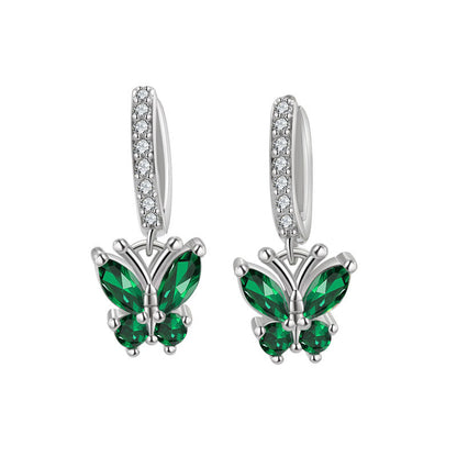 Elegant Butterfly Stud Earrings For Women In Silver Plated Copper Featuring Delicate Design