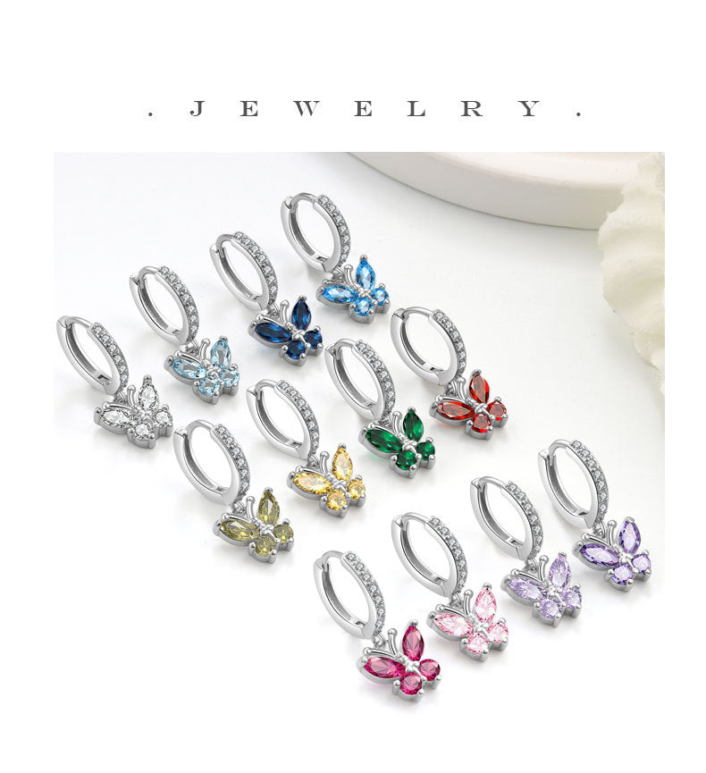 Elegant Butterfly Stud Earrings For Women In Silver Plated Copper Featuring Delicate Design