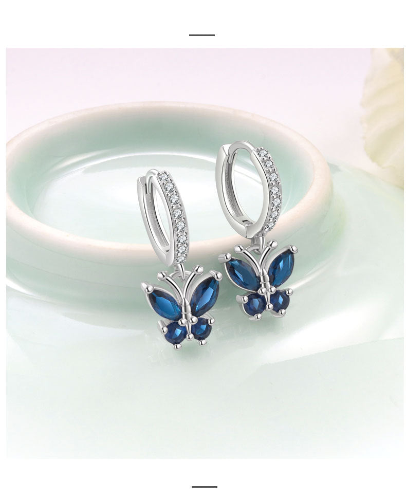 Elegant Butterfly Stud Earrings For Women In Silver Plated Copper Featuring Delicate Design