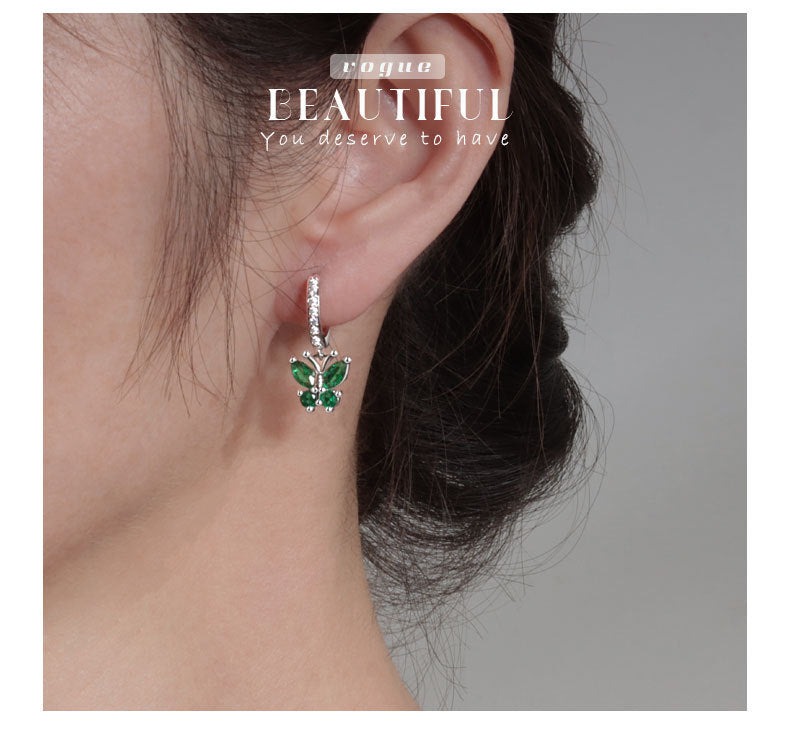 Elegant Butterfly Stud Earrings For Women In Silver Plated Copper Featuring Delicate Design