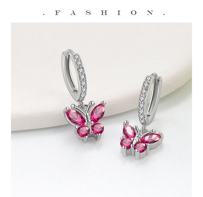 Elegant Butterfly Stud Earrings For Women In Silver Plated Copper Featuring Delicate Design