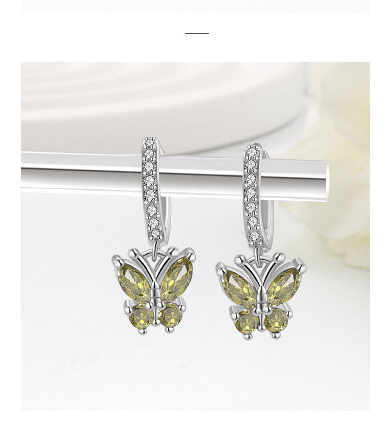 Elegant Butterfly Stud Earrings For Women In Silver Plated Copper Featuring Delicate Design