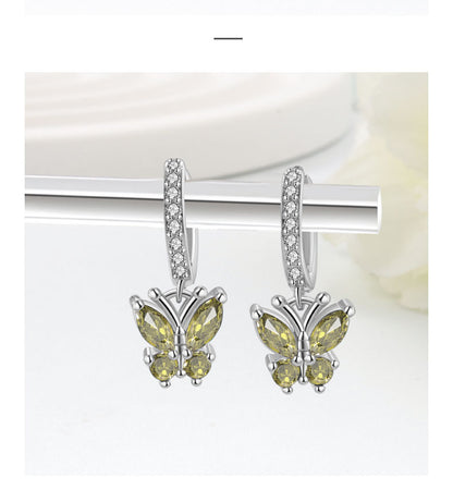 Elegant Butterfly Stud Earrings For Women In Silver Plated Copper Featuring Delicate Design