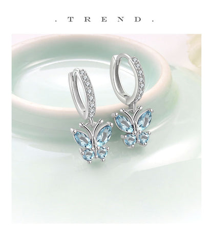 Elegant Butterfly Stud Earrings For Women In Silver Plated Copper Featuring Delicate Design