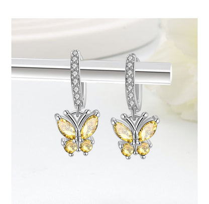 Elegant Butterfly Stud Earrings For Women In Silver Plated Copper Featuring Delicate Design