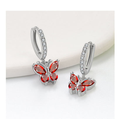 Elegant Butterfly Stud Earrings For Women In Silver Plated Copper Featuring Delicate Design