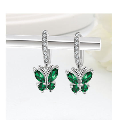 Elegant Butterfly Stud Earrings For Women In Silver Plated Copper Featuring Delicate Design