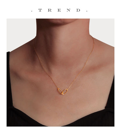 Heart Shape Choker For Women Featuring Zircon Inlay On Copper With Electroplated Gold Plating And Cable Chain