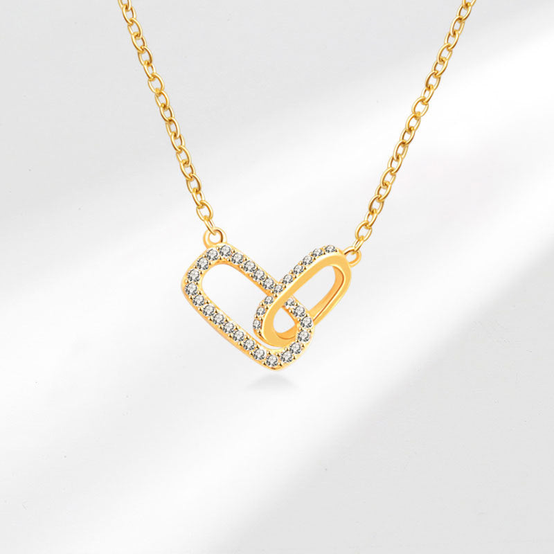 Heart Shape Choker For Women Featuring Zircon Inlay On Copper With Electroplated Gold Plating And Cable Chain