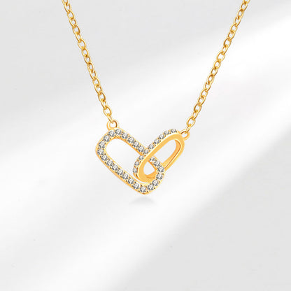 Heart Shape Choker For Women Featuring Zircon Inlay On Copper With Electroplated Gold Plating And Cable Chain