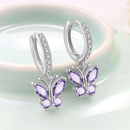 Elegant Butterfly Stud Earrings For Women In Silver Plated Copper Featuring Delicate Design