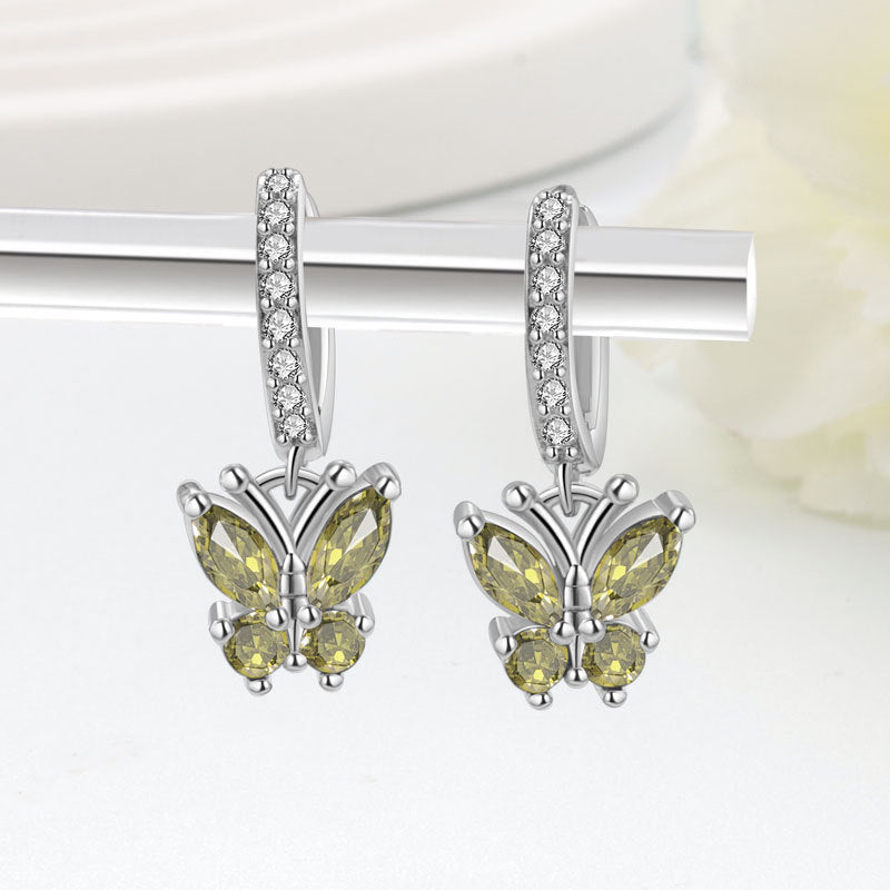Elegant Butterfly Stud Earrings For Women In Silver Plated Copper Featuring Delicate Design