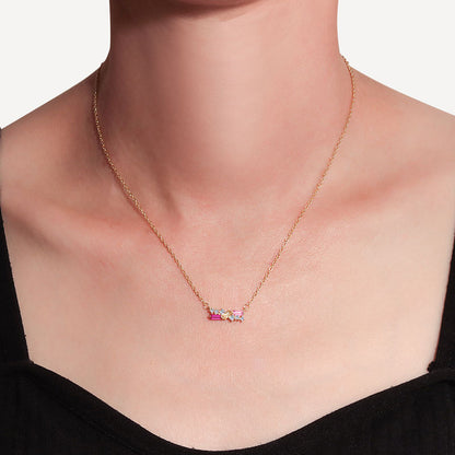 Geometric Necklace For Women Featuring Golden Plated Copper With Zircon Inlay And Cable Chain