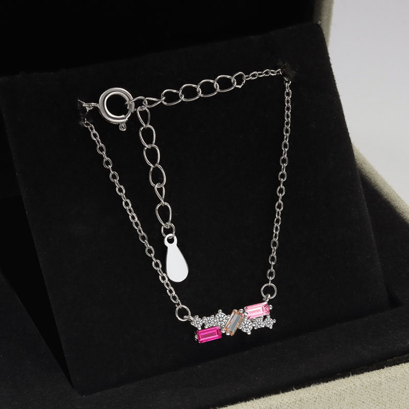 Geometric Necklace For Women Featuring Golden Plated Copper With Zircon Inlay And Cable Chain