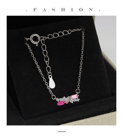 Geometric Necklace For Women Featuring Golden Plated Copper With Zircon Inlay And Cable Chain