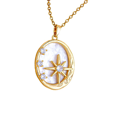 Sweet Heart Shape Necklace For Women In Titanium Steel With Zircon Inlay And Cable Chain