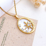 XL5636 Star Oval Necklace Gold White