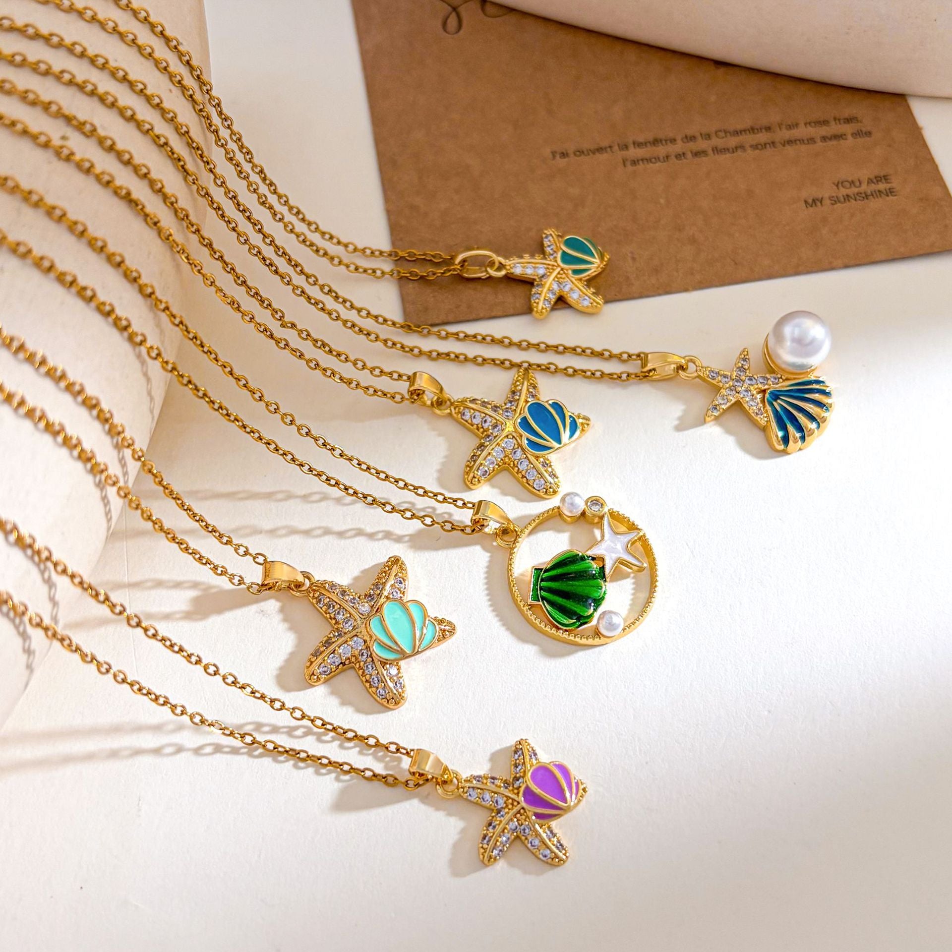 Ocean Sweet Necklace For Unisex Featuring Titanium Steel With Zircon Inlay And Cable Chain