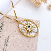 XL5637 Sun Oval Necklace Gold White